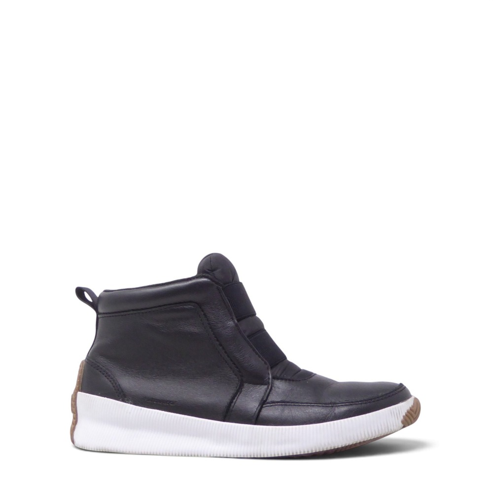 Sorel Womens Out N About Plus Mid Boot Black Waterproof Leather 8.5